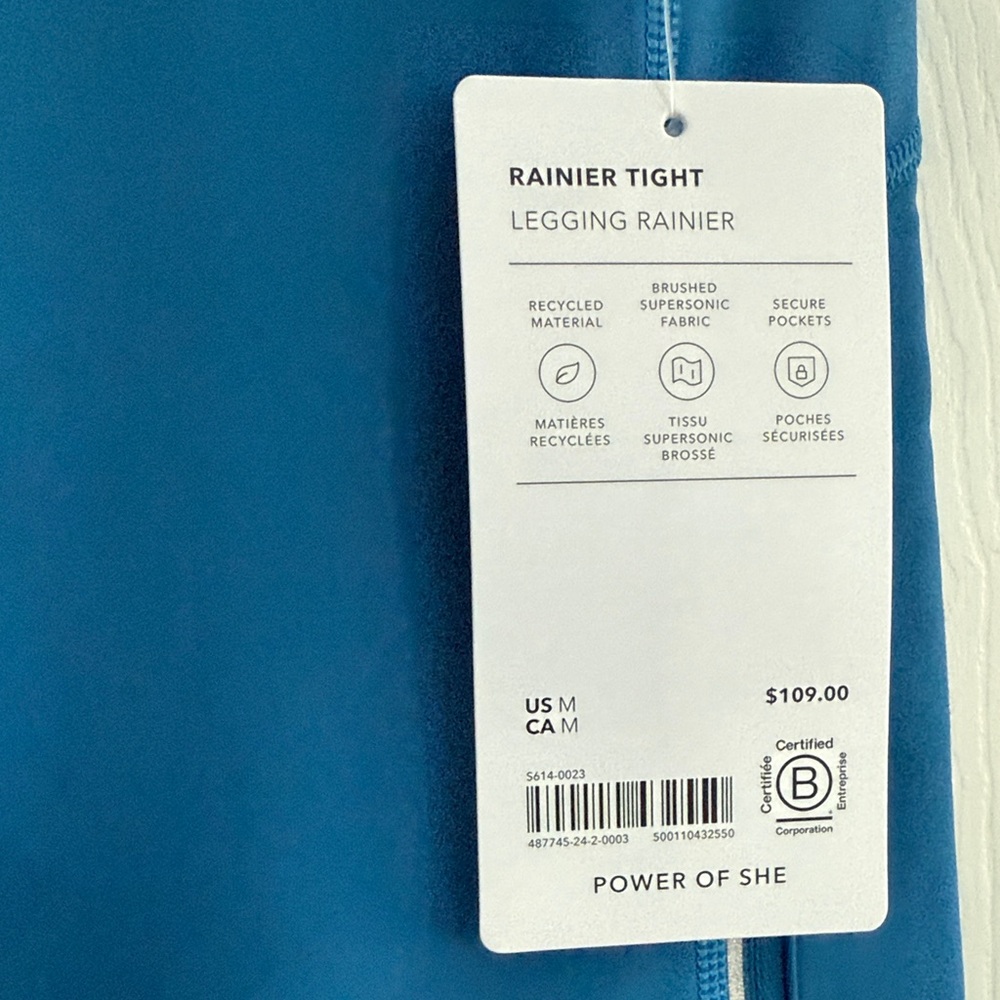 NWT Athleta Rainer Tight / High-Waisted Fleece Lined Leggings with zippered side - Picture 2 of 4